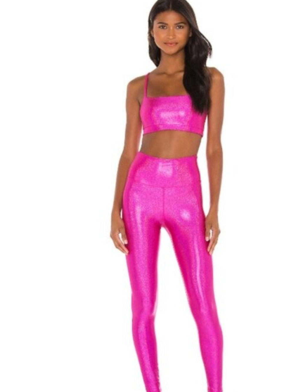 Beyond Yoga Shiny Hot Pink High-Waist Leggings